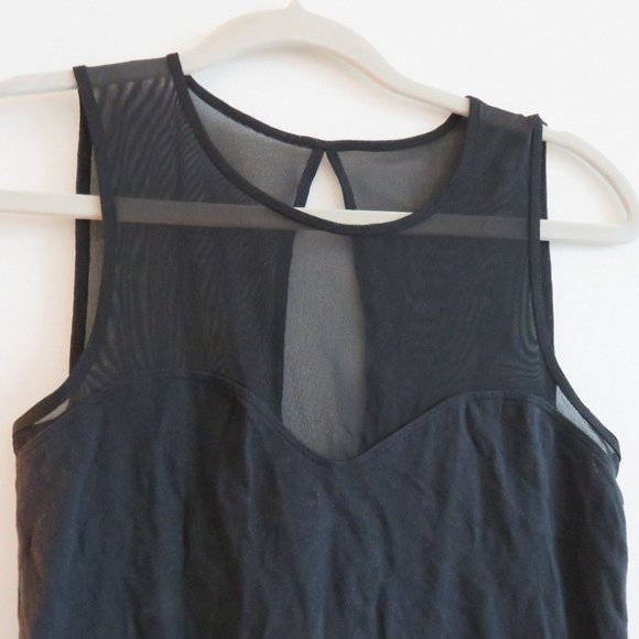 ABERCROMBIE & FITCH Black Mesh Top Sleeveless Bodysuit Minimalist Stretch Sz S - Picture 3 of 13